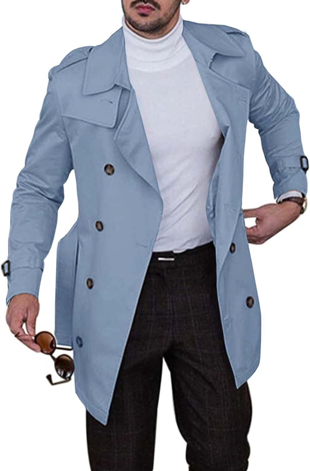 Mens light blue trench coat Clearance