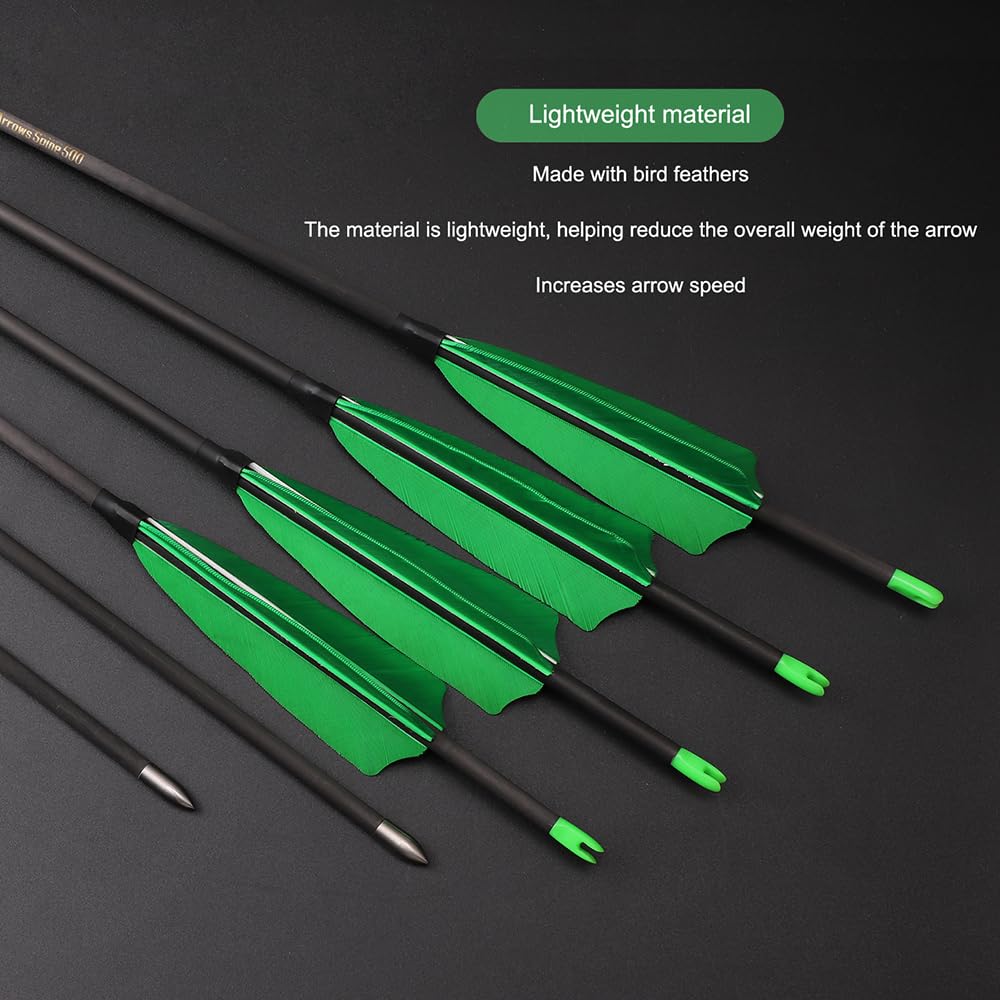 12 pz Flechas de Tiro con Arco, Spine 350 400 500 600 700 800 900 1000 1100 1300 1500 1800 ID 4,2 mm Etiqueta Dorada Eje de Carbono para Caza Tiro Práctica