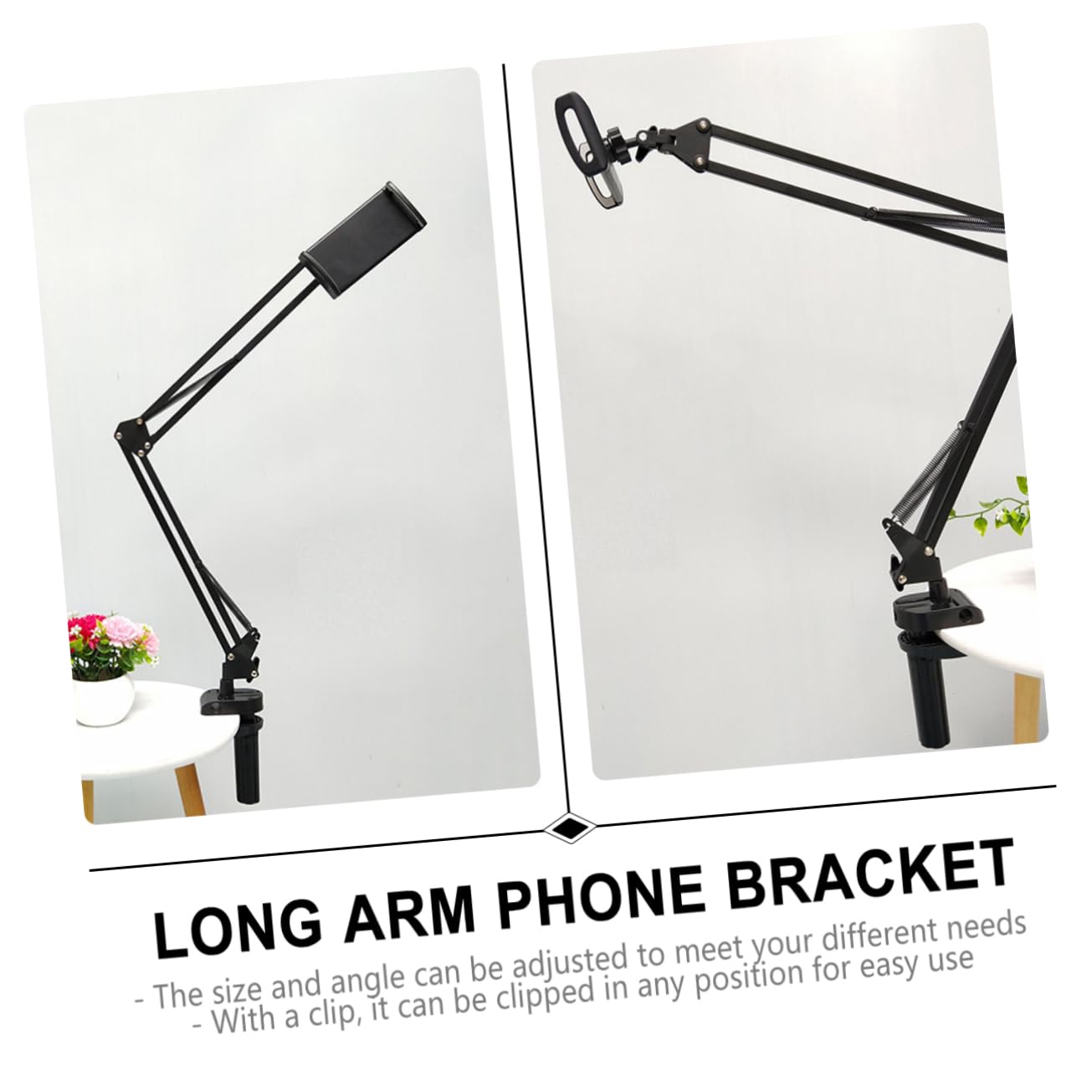 Homoyoyo Supporto per Tablet e Telefono da Tavolo, Braccio Articolato, Angolo Regolabile, Installazione Facile, Clip, Nero