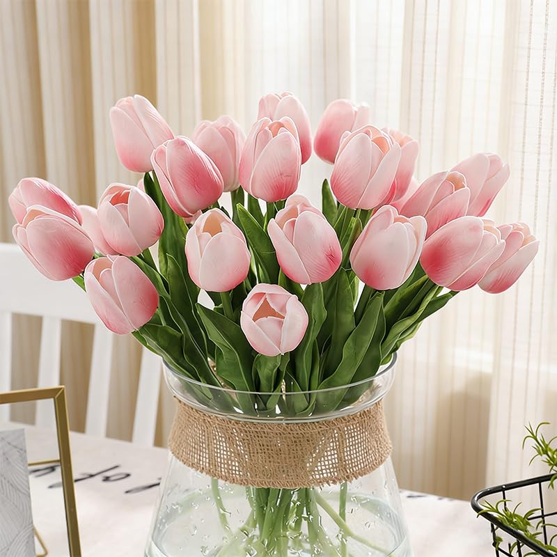 Artificial Tulip Flowers Bunches for Vase | Home Decoration Items for Living Room | Flower Bunch Fake Flowers for Gifting | Living Room Corner Table Top Bedroom Wedding. (7, White & Pink) Artificial Tulip Flowers Bunches for Vase | Home Decoration Items for Living Room | Flower Bunch Fake Flowers for Gifting | Living Room Corner Table Top Bedroom Wedding. (7, White & Pink)
