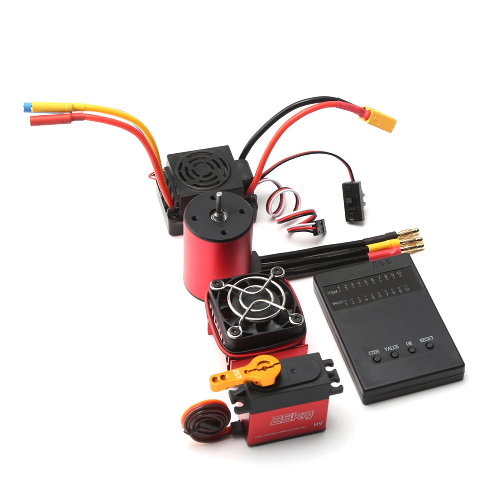 Silnik bezszczotkowy, HUIOP S3650 2300KV bezszczotkowy silnik 60A bezszczotkowy ESC XT60 Plug 25KG Servo Programowanie Karta Radiatora Zamiennik do samochodu 1/8/1/10 RC