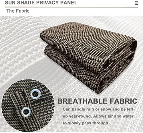 Alion Home Sun Shade Panel Privacy Screen with Grommets on 4 Sides for Outdoor, Patio, Awning, Window Cover, Pergola (8' x 7', Mocha Brown) - 5