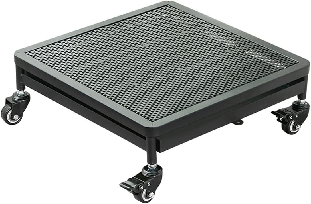 Metal Planter Trolley Potted Plant Stand On Wheels with Water Container,Flower Pot Rack Mover on Rollers, Garden Plant Dolly Heavy Duty Plant Caddies ( Color : Black , Size : 45x45cm )