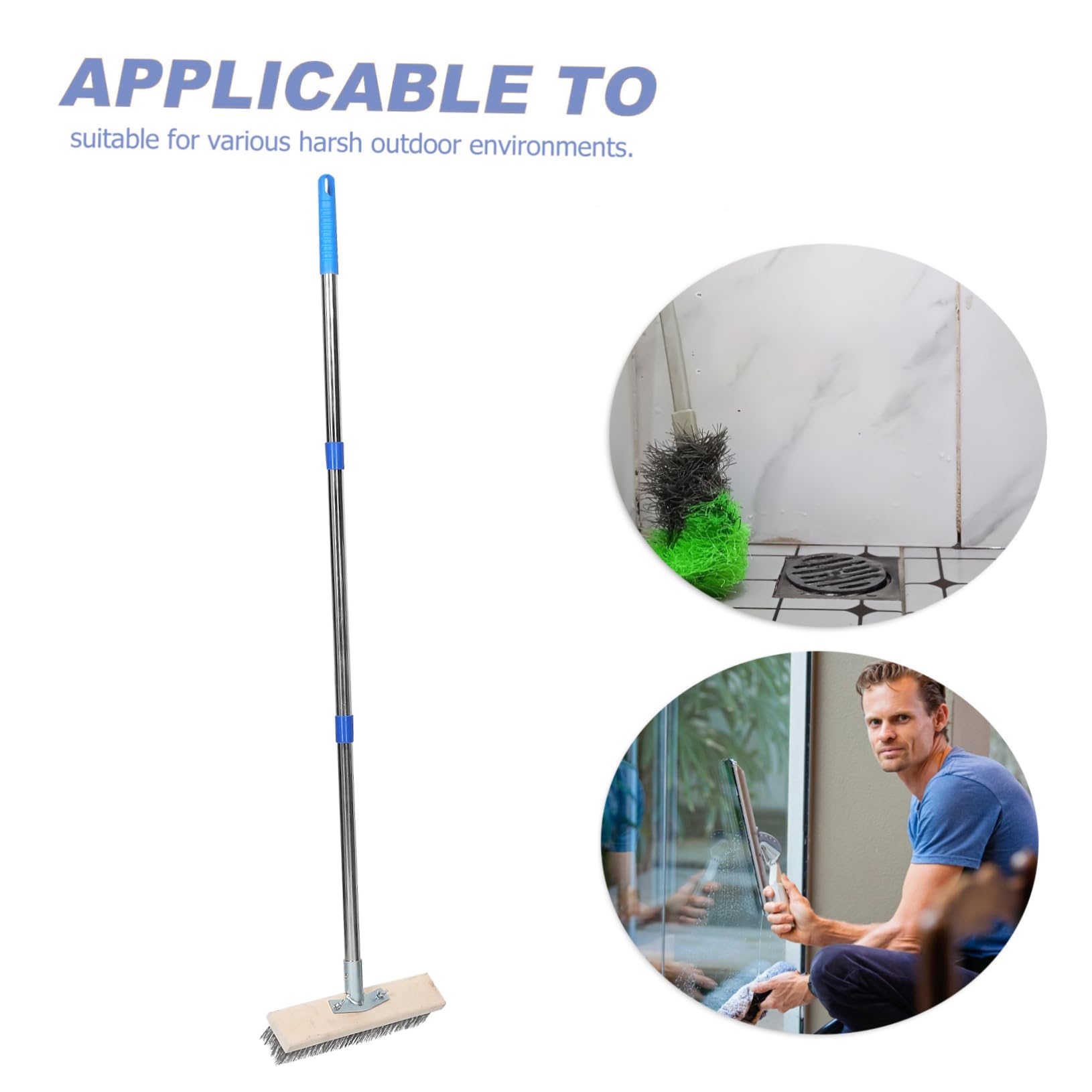 Beaupretty Cepillo De Limpieza para Exteriores con Mango Fregadora De Suelos Resistente Herramienta De Limpieza De Terrazas De Hormigón y Suelos De Cepillo De Alambre para Fregar