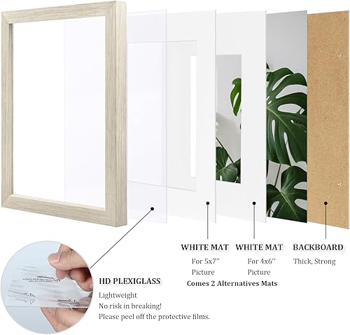 Vista 567 de Egofine Portarretratos de 9 x 12 pulgadas hecho de madera maciza con plexiglás, fotos de 5 x 7/6 x 8 con paspartú o de 9 x 12 pulgadas sin paspartú