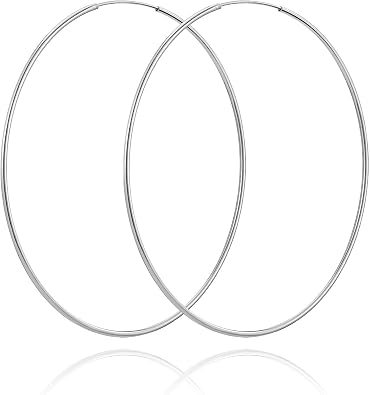 SWEETV 925 Sterling Silver Post Hoop Earrings for Women Lightweight Endless Silver Thin Hoops, 20/30/40/50/60MM