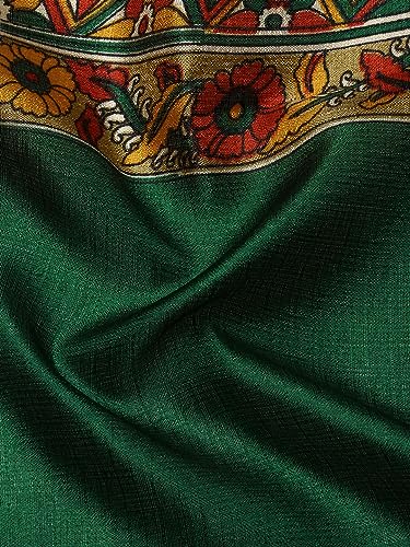 Image of RANI SAAHIBA Women's Art Silk Kalamkari Saree With Blouse Piece