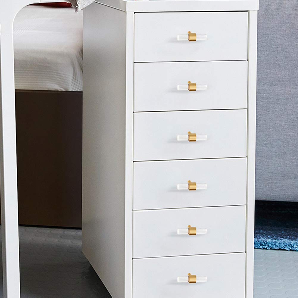 Goldfarbene Schrankknöpfe Arylic Schranktürknöpfe Messing runder Acryl-transparenter Schrankgriff Moderner Stil Küchenmöbel-Türgriffe ziehen T-Stab-Schubladen-Zugknöpfe (Lochabstand: 192 mm) (Gold-Loc