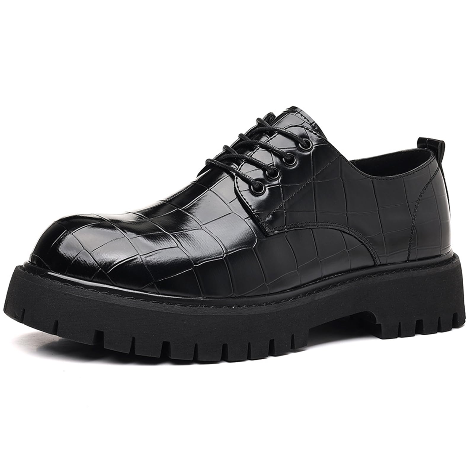 Scarpe Eleganti da Uomo con Lacci | comode, Antiscivolo, in Pelle , Punta Arrotondata, Plateau, Oxford, Festa, Formali