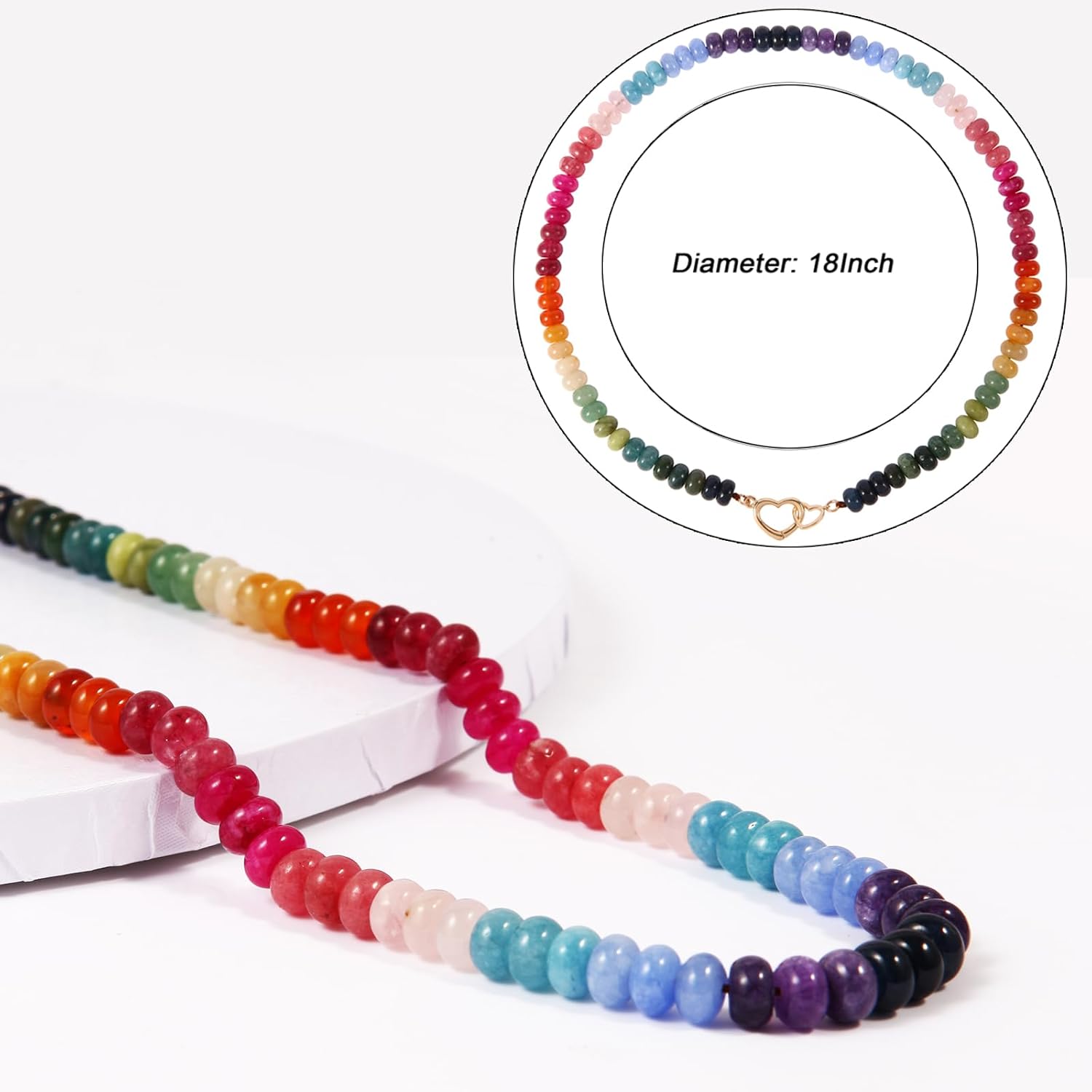 Handmade Beaded Gemstone Choker Necklace for Women Boho Colorful Rainbow Natural Stone Bead Necklaces Beach Summer Jewelry - Image 2