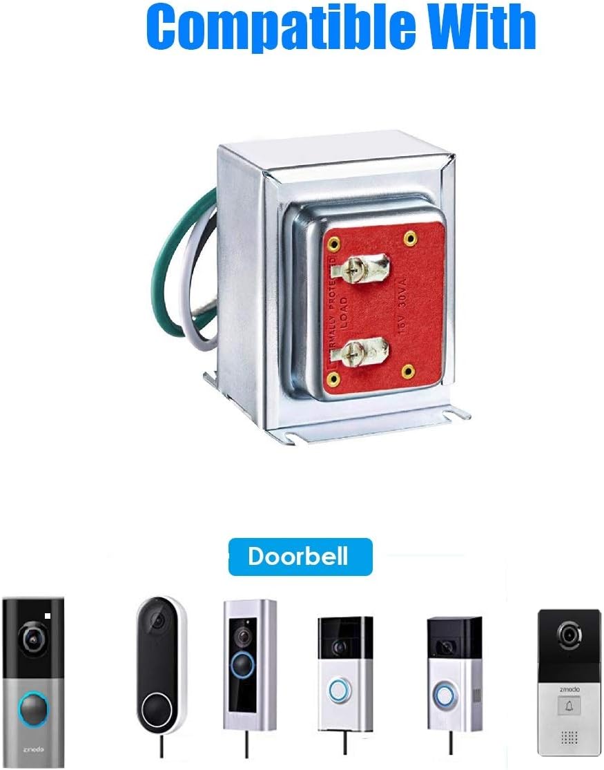 16v 30va Doorbell Transformer Compatible with Ring Video Doorbell Pro, Nest hello and Zmodo Smart Greet Wi-Fi Video Doorbell，Hardwired Door Chime Transformer - - 