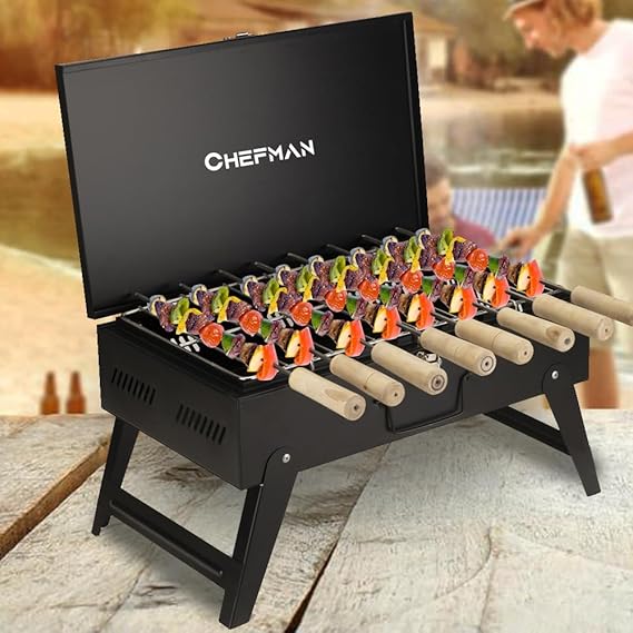 Chefman Briefcase Barbeque Grill Charcoal Large Size Outdoor with