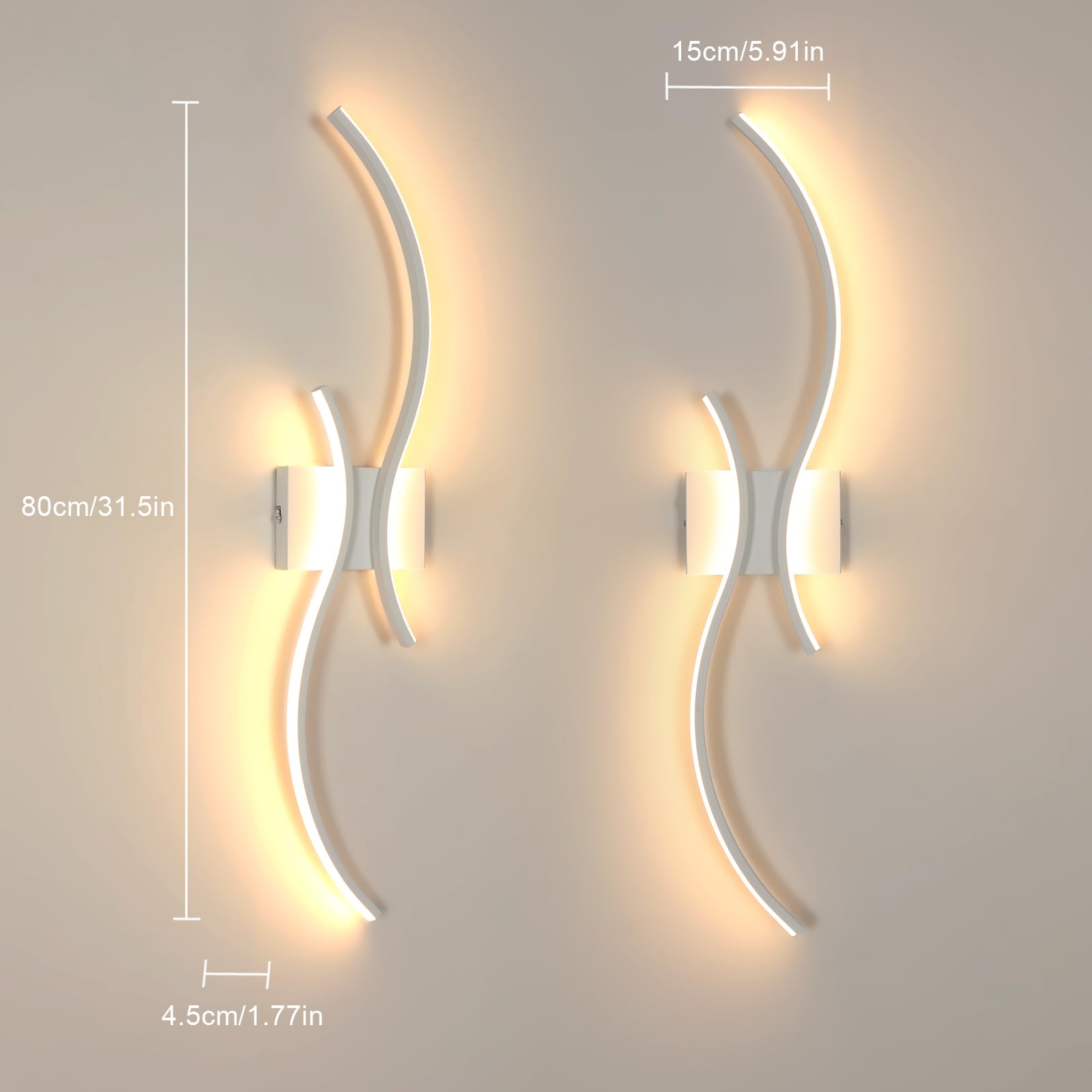Goeco Apliques Pared Regulable Interior 80cm 32w 3000K-6500K, Blanco