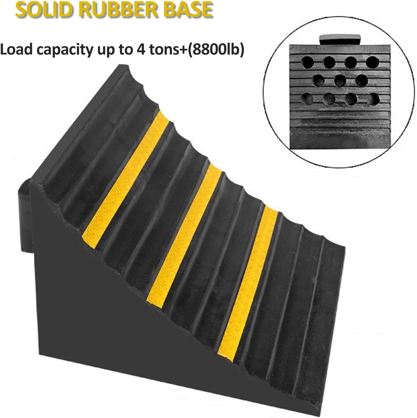 Trailer Wheel Chocks, Solid Wheel Stopper Heavy Duty Rubber Tire Stop Block for Car Sedans SUV Truck Tire Chocks with Handle