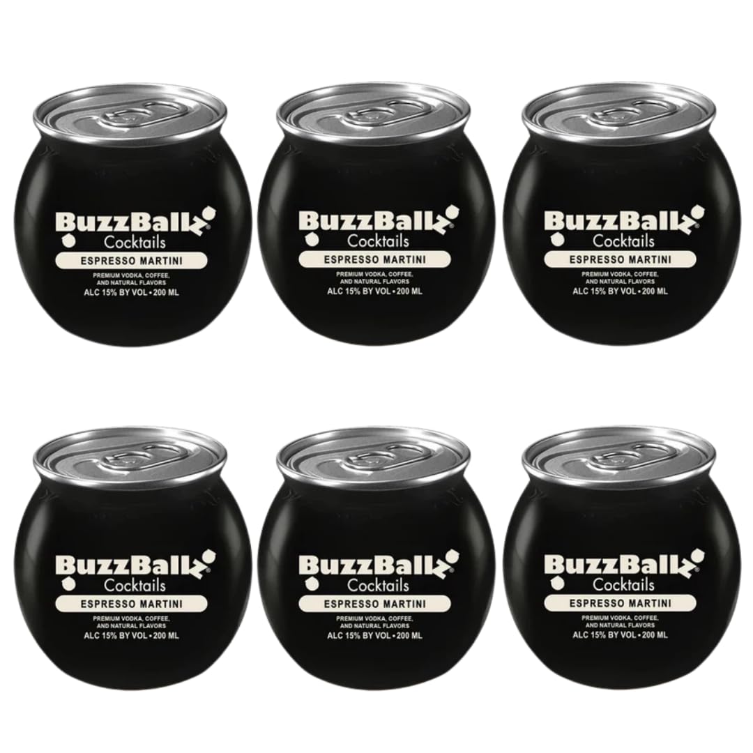 BuzzBallz Mix Set 13,5% vol. – 6 x 200 ml Cocktails – Espresso Martini– Fertige Cocktails mit Alkohol – Ready to Drink - Geschenkset von Plug'N'Pour inkl. Sticker – [Enthält Sulfite]