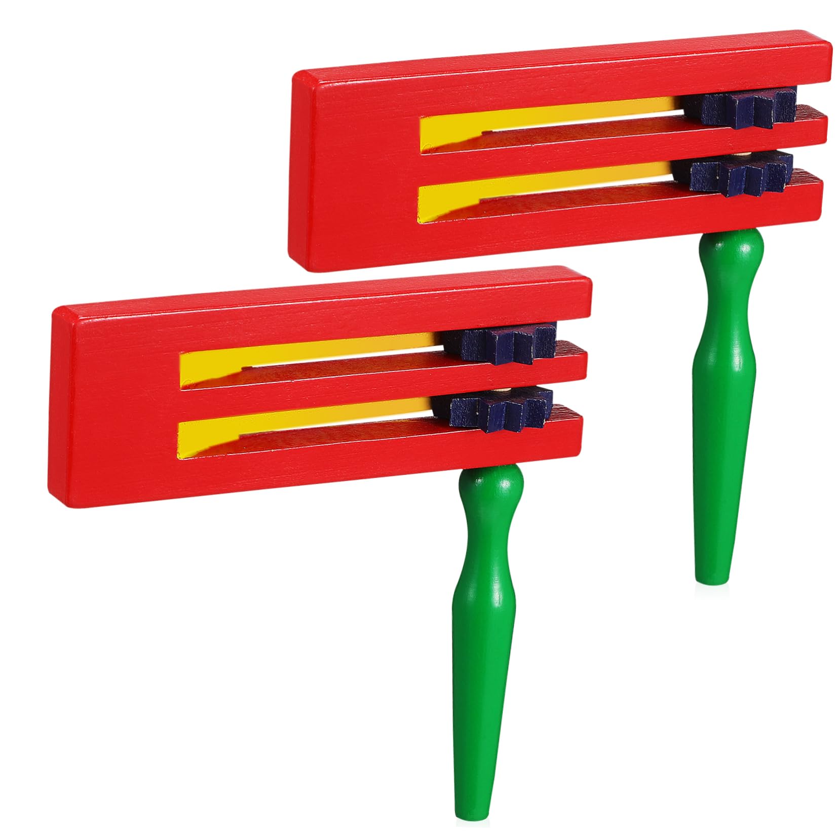 BESTonZON 2 Pack Wooden Ratchet Sound Toys Matraca Bell for Boys and Girls Musical Instruments Toys