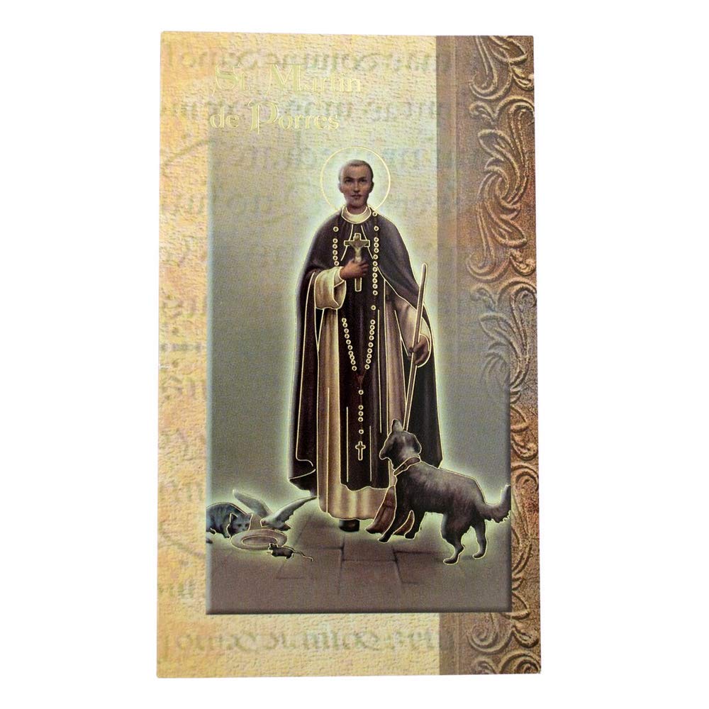 William J. Hirten Saint Martin De Porres Deluxe Catholic Holy Card With Traditional Prayers (Saint Martin De Porres)