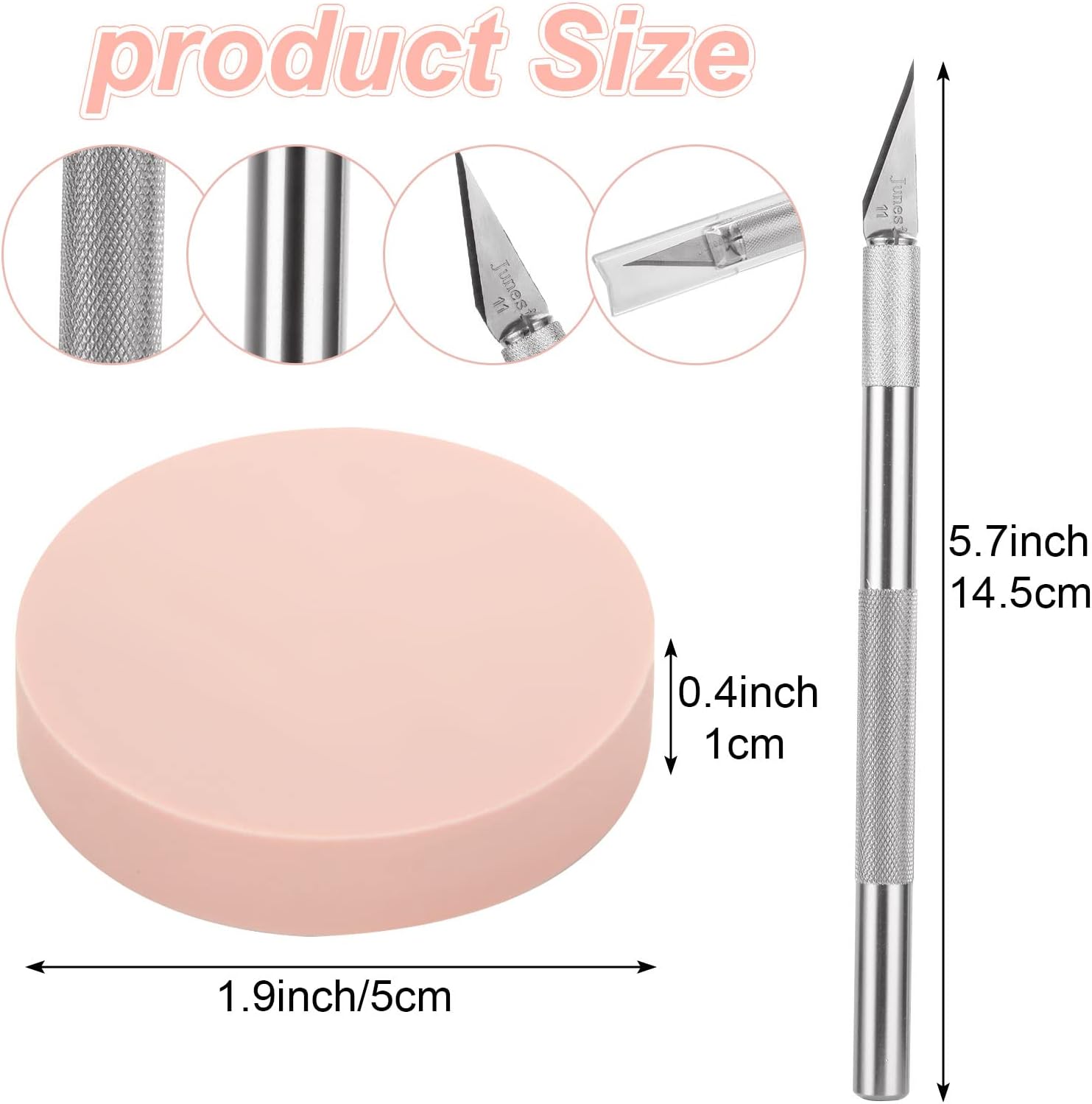 CertBuy 30 Pack Linoleum Blocks for Printmaking, Pink Rubber Carve Block, Round Print Blocks for Stamping, Rubber Block Printing, Linoleum Blocks for Craft