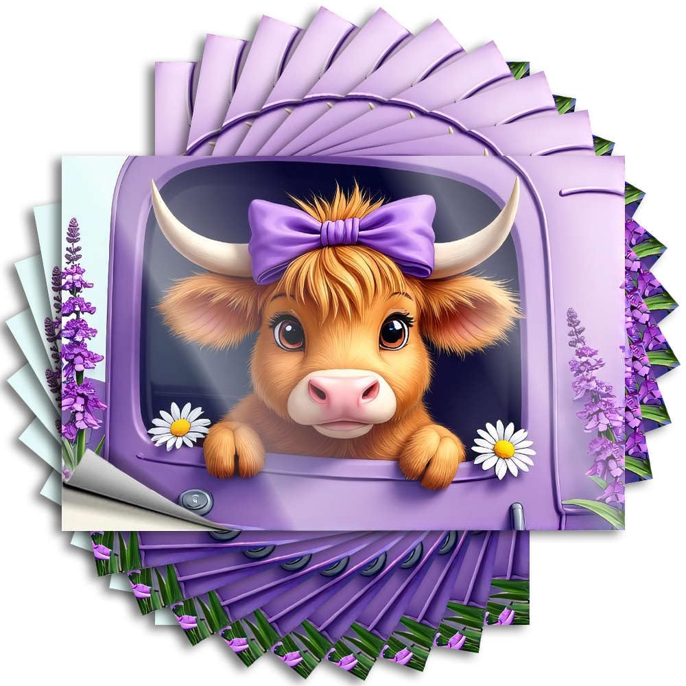 Core, Bumper Case A Cute Cow with A Purple Bow is Peeking Out of A Window, Surrounded By Flowers. | Microfiber Emo Room Decor(6X9CM)