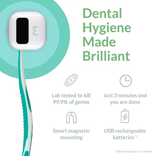 Miniatura 3 de Bril Limpiador de cepillos de dientes UV-C, cubierta portátil, soporte magnético y estuche de viaje para cepillo de dientes de cualquier tamaño,