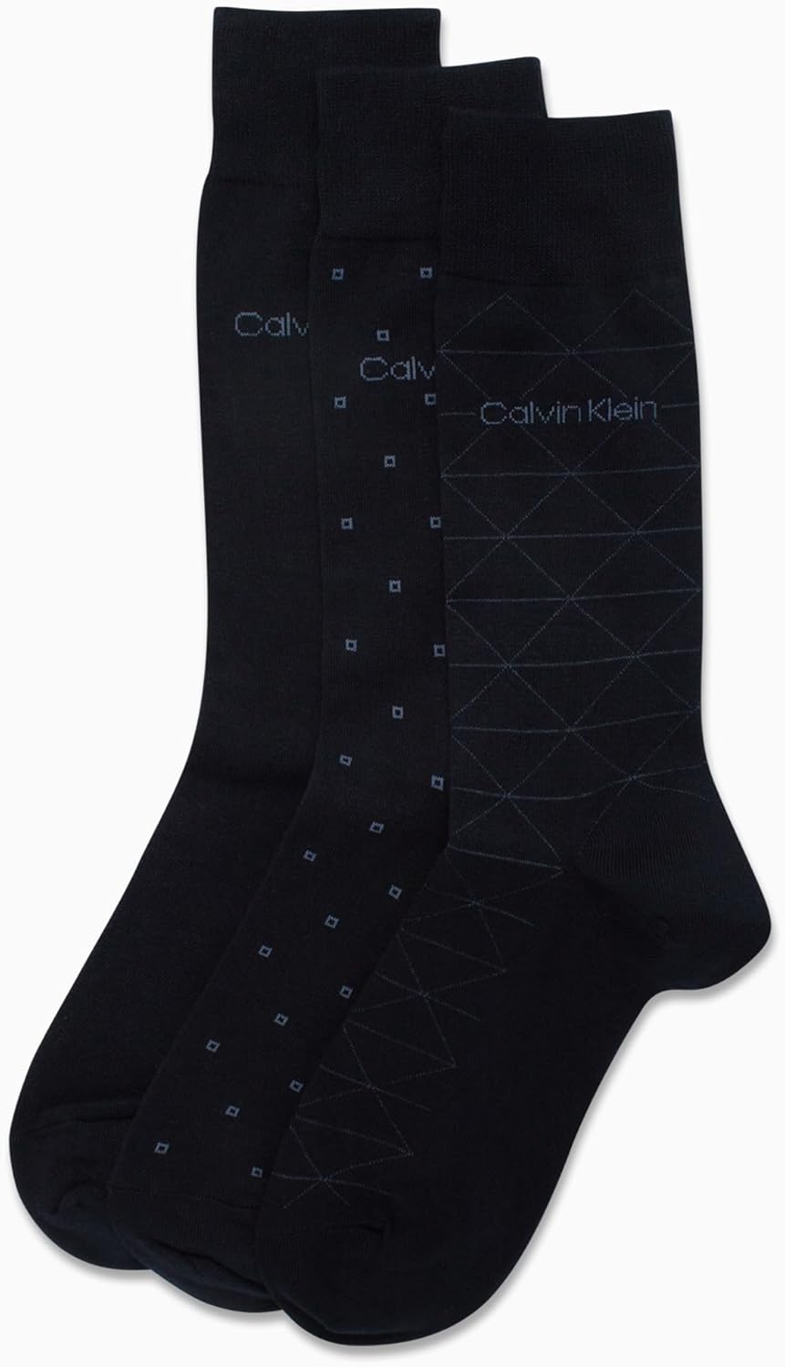 Calvin Klein Mens Dress Socks - 3 Pack Breathable Cotton Blend Patterned Crew Socks for Work, Business, and Formal Wear - Image 4