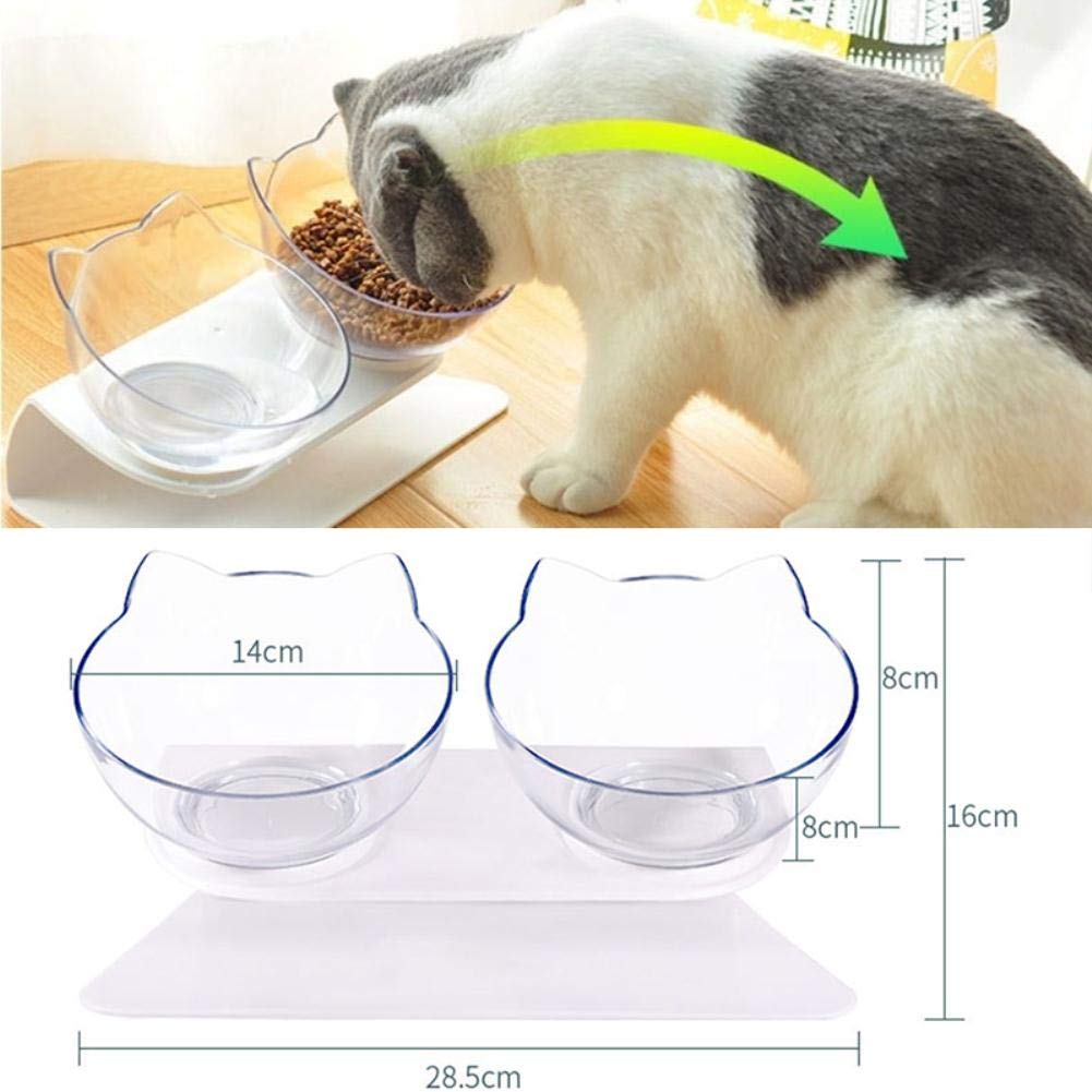 Ciotola Rialzata 3 In 1 Per Gatti Con Dispenser D'Acqua Automatico, 15° Inclinata, Previene Il Trabocco, Adatta A Gatti E Cuccioli (Verde - 5