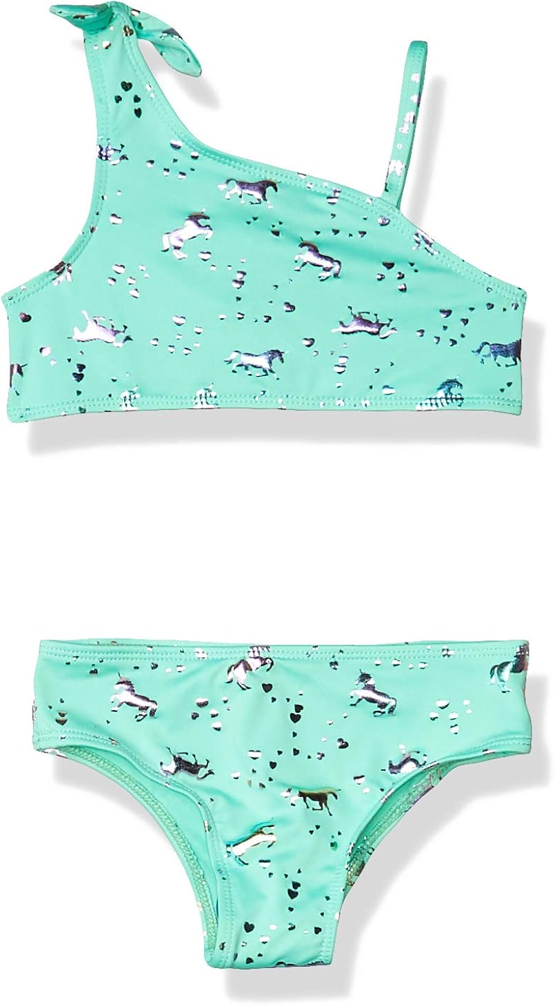 Pink Platinum Girls Baby Unicorn Rainbow Print Swimsuit, Soft Seafoam, 4 : Clothing, Shoes & Jewelry