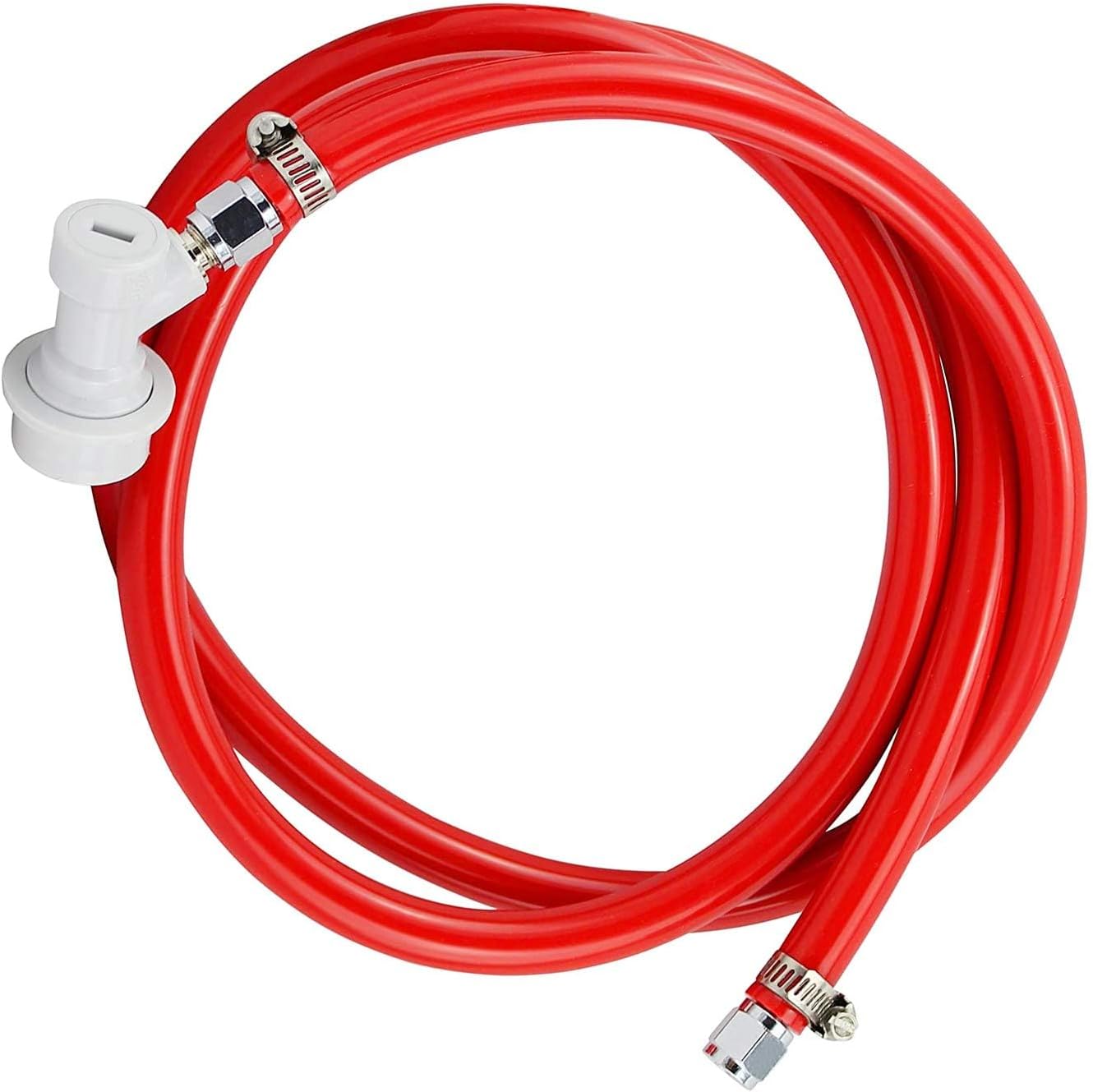 FERRODAY Ball Lock Gas Line Assembly 5ft Red Long Tubing 5/16 Ball Lock Gas Disconnect Set Home Brewing Kit Ball Lock CO2 Gas Hose Assemble for Draft Beer Home Brewing