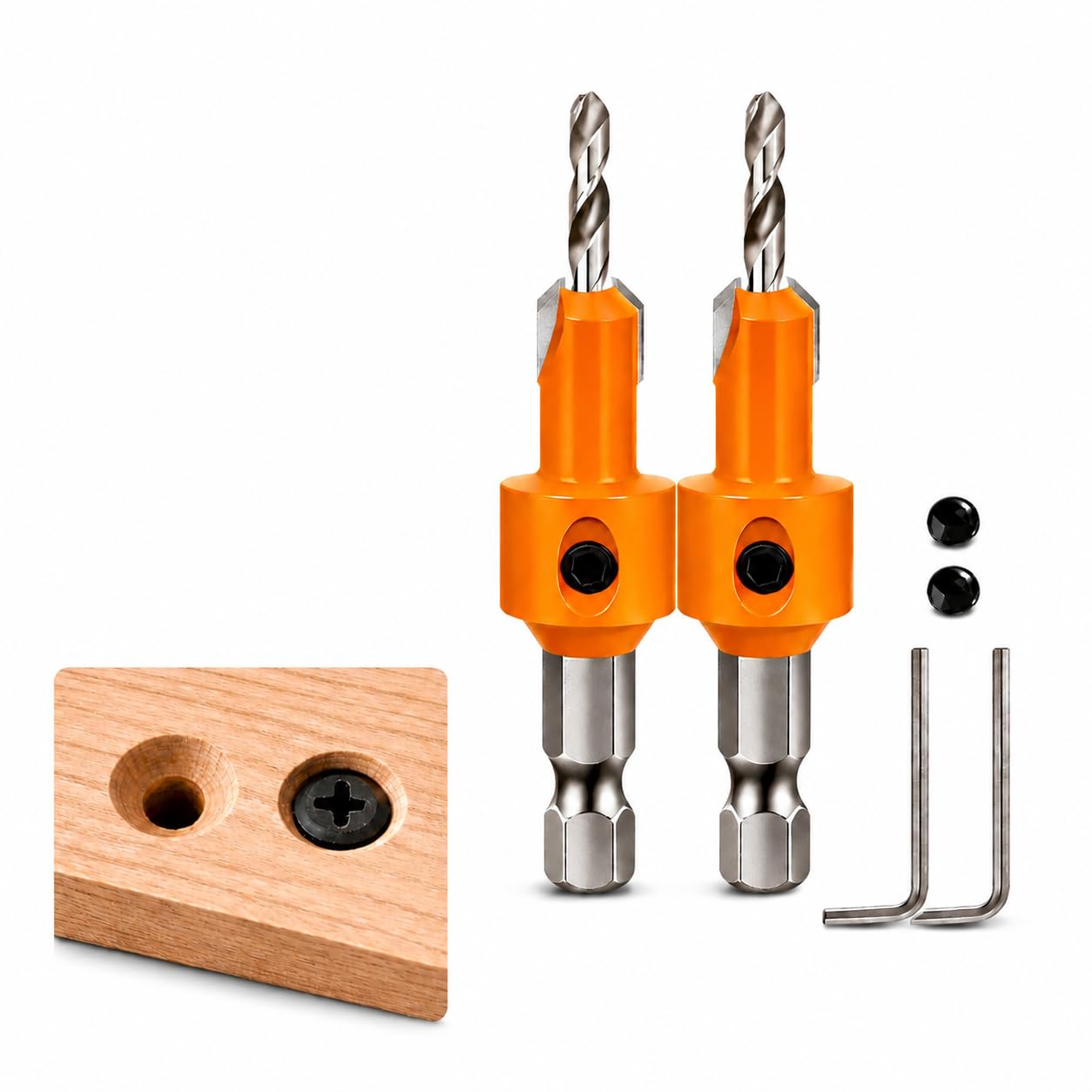 Countersink Drill Bit Set 3.2 x 8 MM, Hex Shank Woodworking Drill Bit for Wood, Furniture & Cabinet Work, 2 PCS-image-17