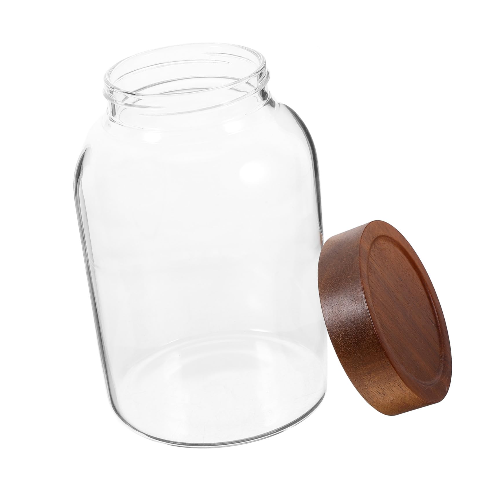 Glasbehälter mit Holzdeckel Luftdicht Verschlossen für Kaffeebohnen Tee Müsli und Süßigkeiten Wiederverwendbar und Langlebig