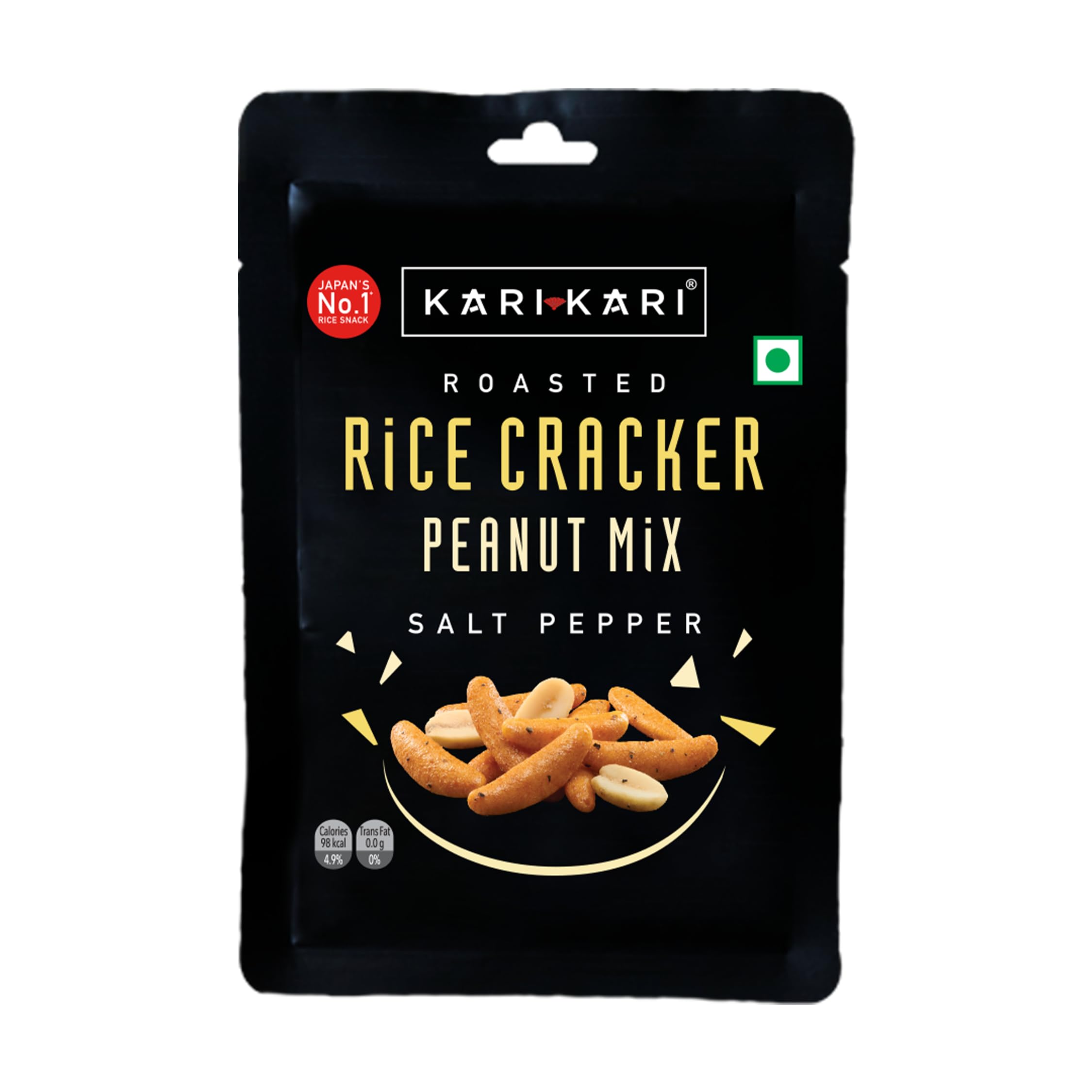 Kari Kari Salt Pepper Rice Cracker & Peanut Mix | Crunchy Japanese Snacks | Roasted, Non-Fried | Healthy Snacks | 100% Vegetarian | Party Snacks