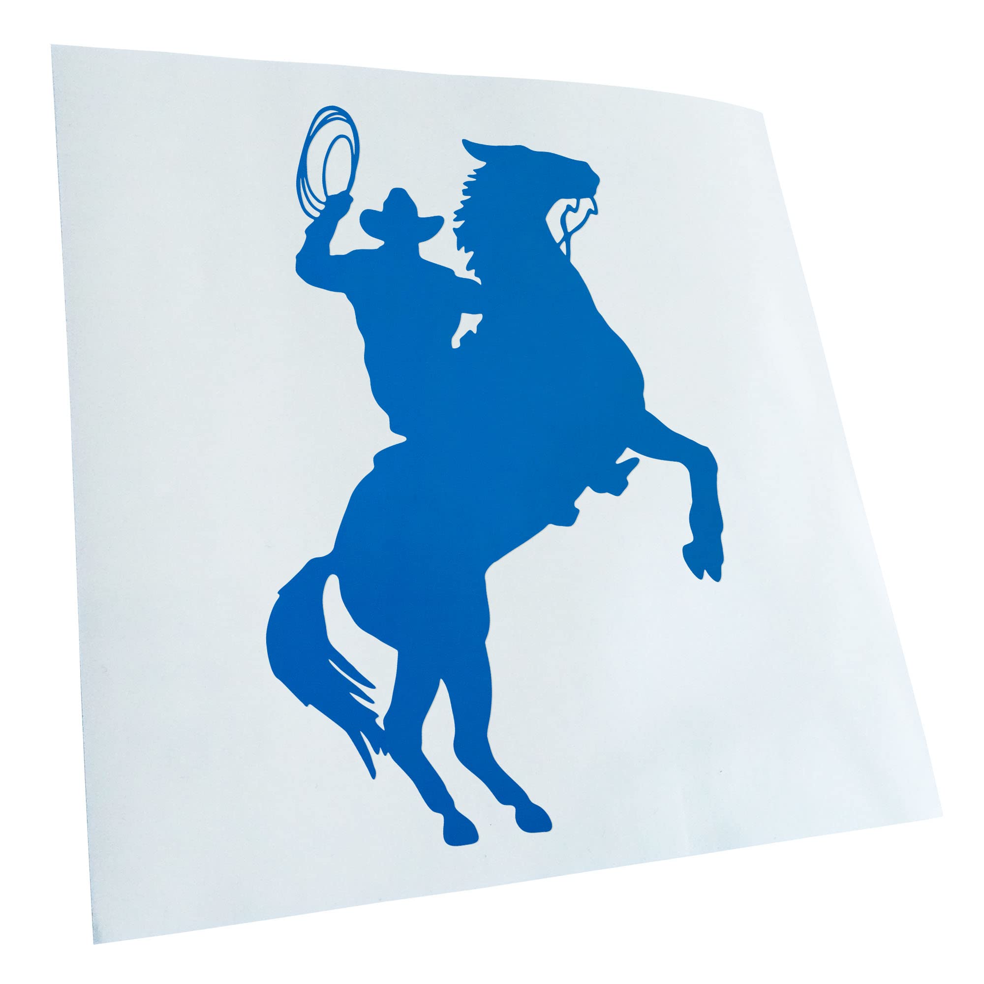 Kiwistar - Car Sticker - Blue - 40 x 27 cm Cowboy with Horse Lasso Sticker for Car, Laptop, Bicycle, Truck, Motorcycle Multicoloured JDM Decal Racing