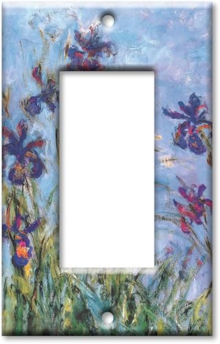 Miniatura 7 de Art Plates - Cubierta de placa de interruptor de luz metálica de 2 bandas - Placa de pared decorativa de palanca de dos bandas - Monet lirios -