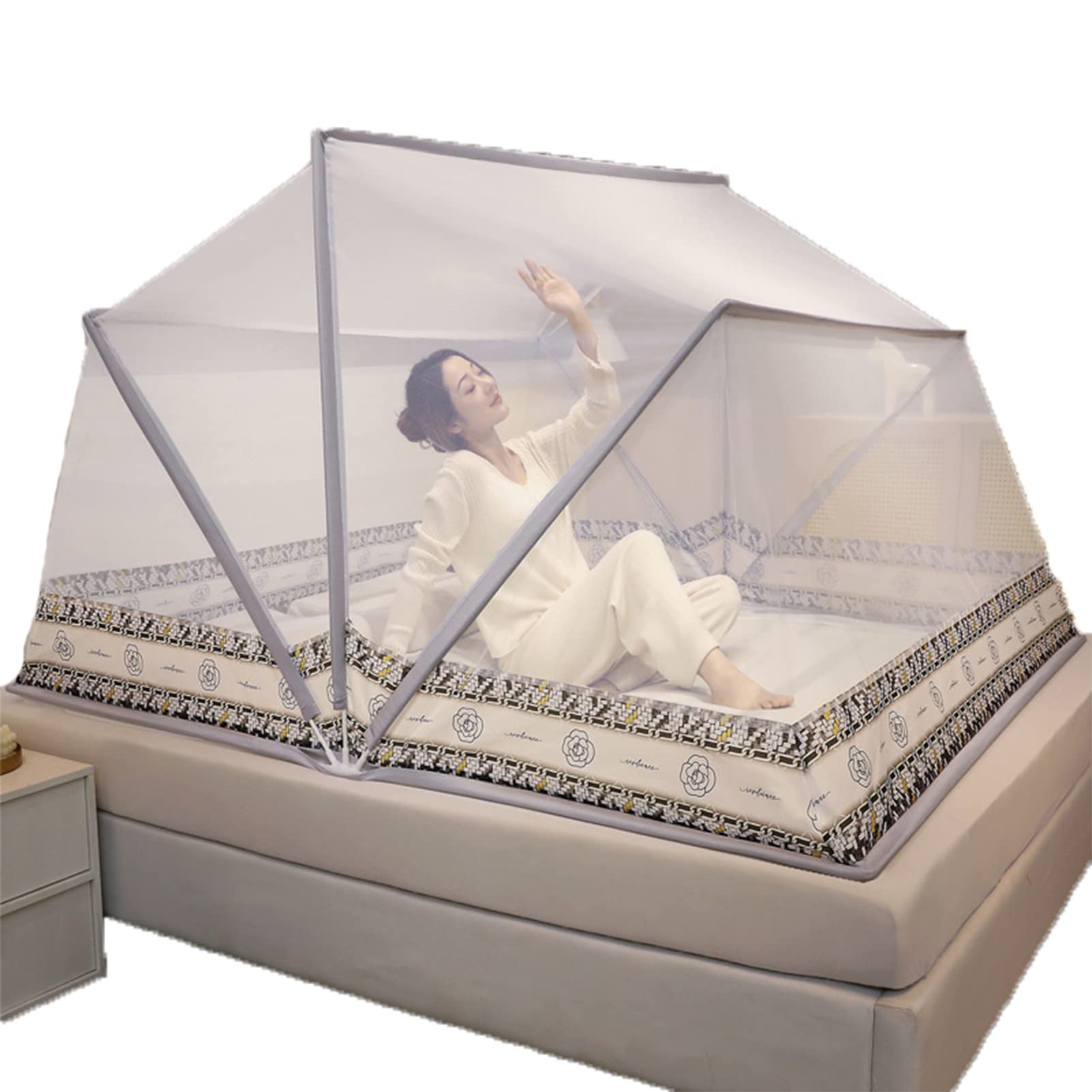 GJMSSMY Portable Mosquito Mesh,Heightened Folding Mosquito Net Tent No Installation Mosquito Net,Large Mosquito Net Tent for Bed Courtyard Traveling,B,160 * 190 * 95CM