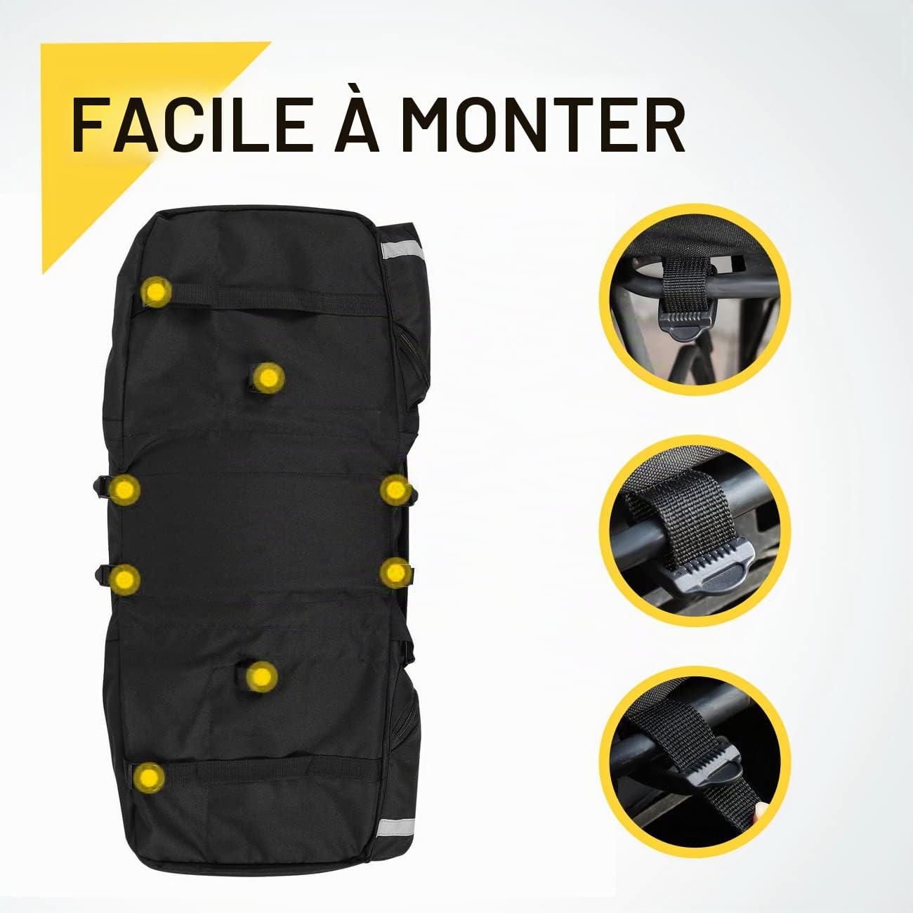 WOZINSKY Sacoche de vélo porte-bagages, Sac de voyage, étanche, Sac pour ebike, VTT, vélo de route, Bike Bag, Sac de vélo 60 L avec housse imperméable, Noir