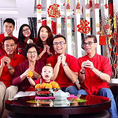 86 Pcs Chinese New Year Decorations Chinese Characters Red Lanterns Knots Tassel Ornaments Paper Fans Hanging Good Luck Ornaments For Asian Chinese Lunar New Year 2023 Year Of The Rabbit Party Decor #TOP6