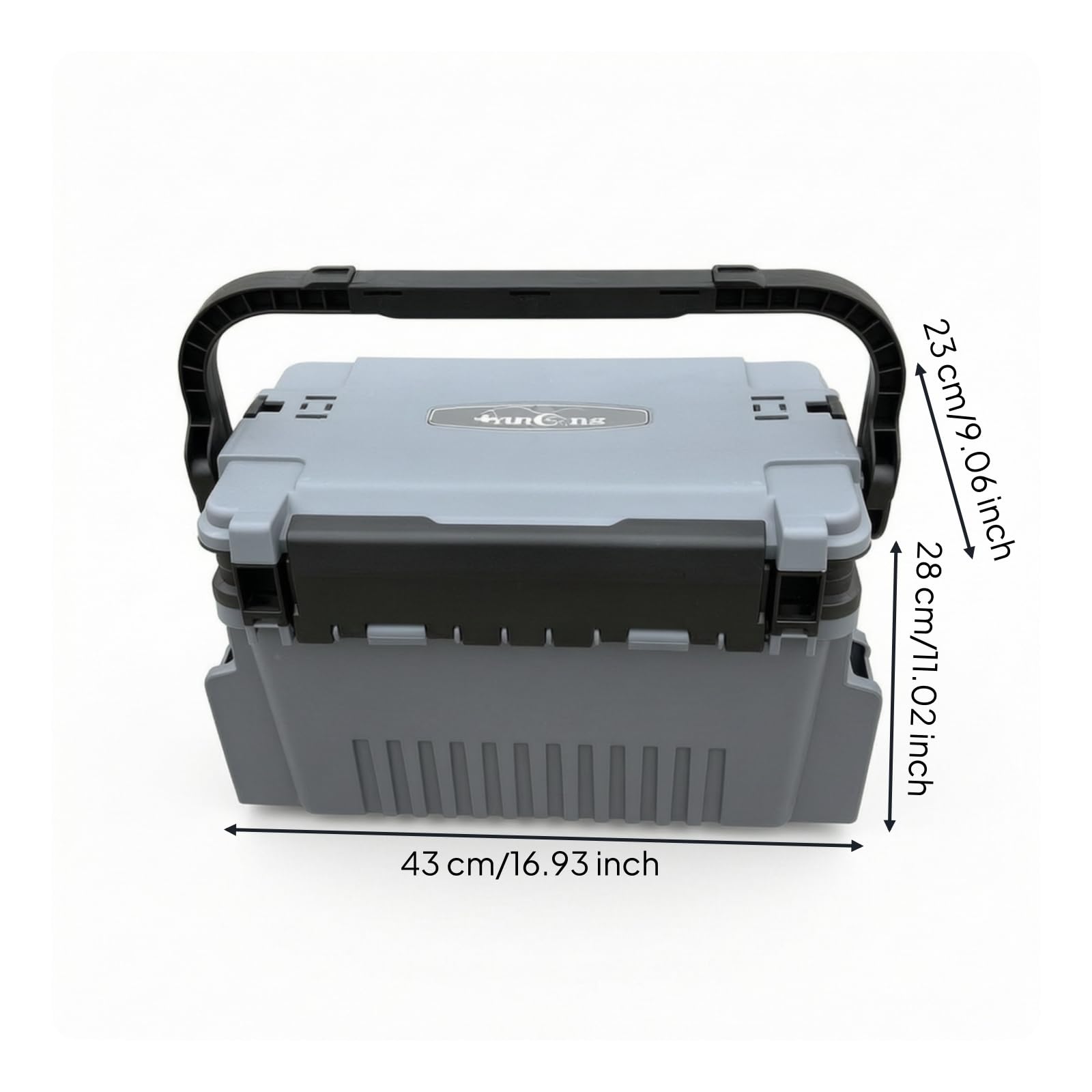 Caja Pesca con Compartimentos Estuche Aparejos con Asa Multifunción para Pescadores, Gris, Grande