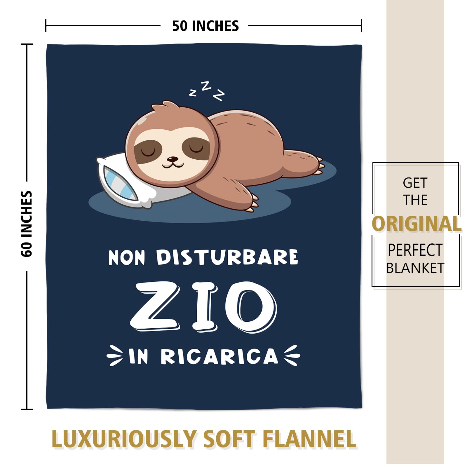 Niyewsor Regalo Zio, Regalo per Zio Coperta, Regalo Zio Compleanno, Idee Regalo Zio, Festa del Papà Natale Regali per Zio, Bradipo Coperta per Zio 130 x 150cm