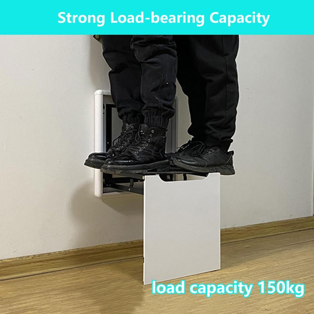 AIZYR Wall Mounted Folding Chair Folding Chair, Shoe Changing Stool Hidden Wall Stools Space Saving for Entryway, Living Room,Bathroom,White