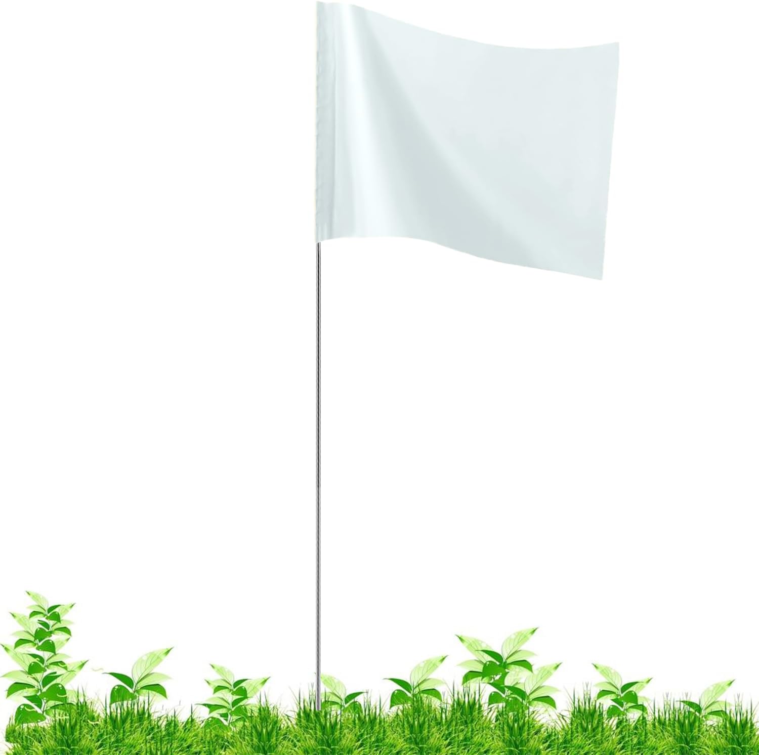 JIZHGRAD White Marking Flags for Lawn, 100Pack Yard Flags 4x5x16 Inch