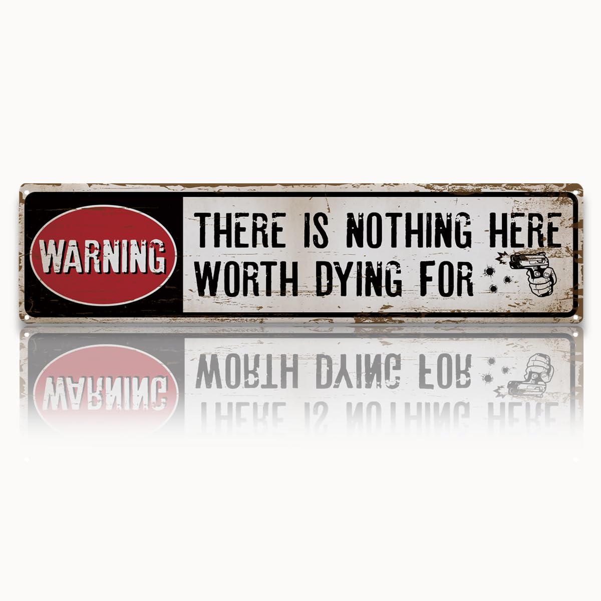 peiyeety Vintage Metal Tin Sign Warning Nothing Here Worth Dying For Military Retro Rustic Wall Art Decor For Home Man Cave Garage Kitchen Office Farmhouse Patio Porch 4x16 Inch