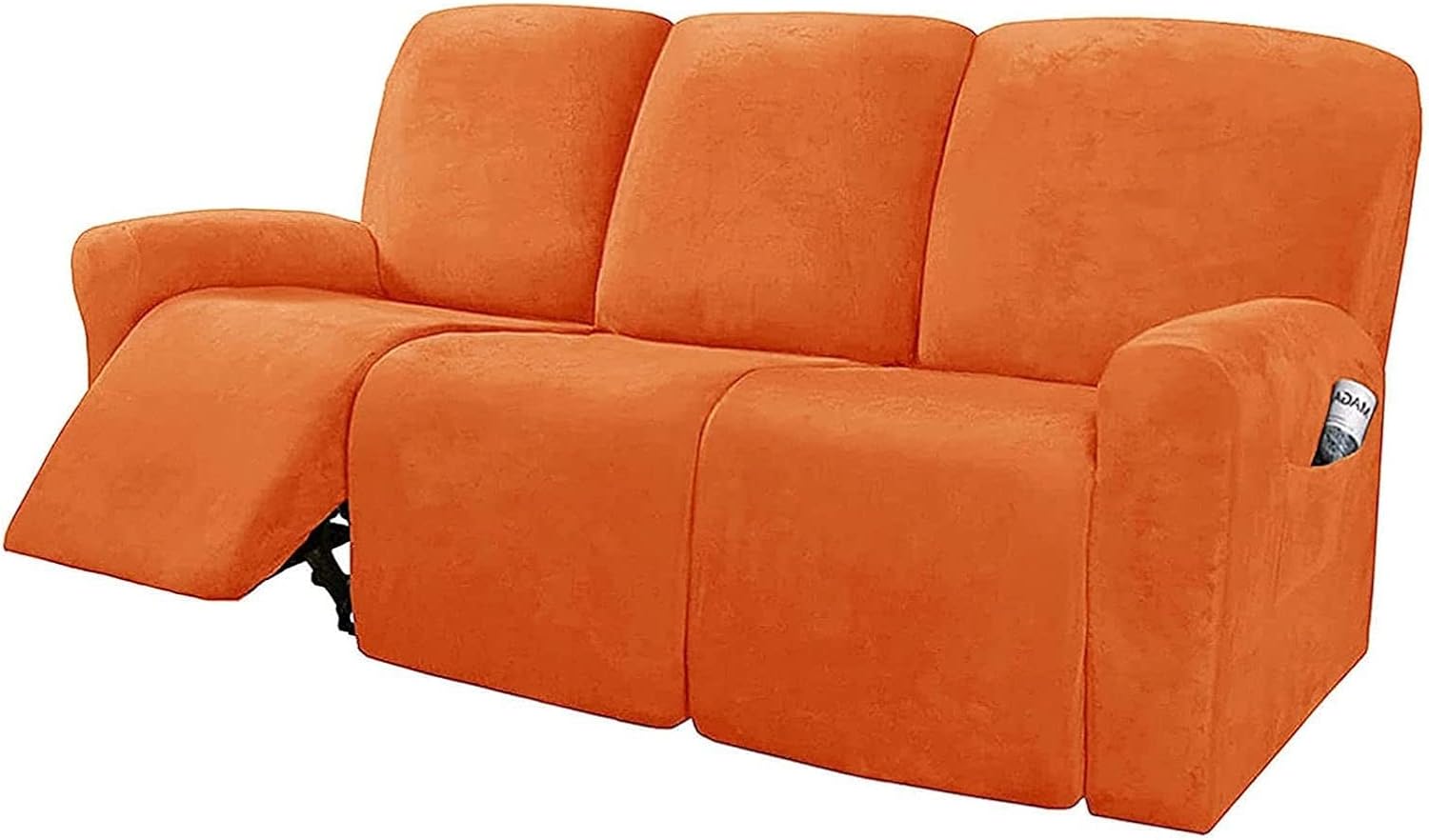 Velvet recliner sofa covers 3 seat, Stretch sofa covers for 3 cushion couch recliner chair cover with side pockets recliner slipcover chair cover soft anti-slip furniture protector ( Color : Orange )
