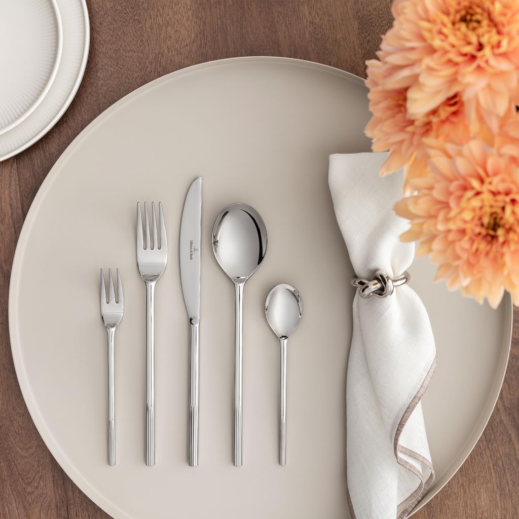 Villeroy & Boch Afina Besteckset, 30-teilig, Maße: ca. 44x29x6,5cm, spülmaschinenfest, Tafelbesteck aus hochglanzpoliertem Edelstahl