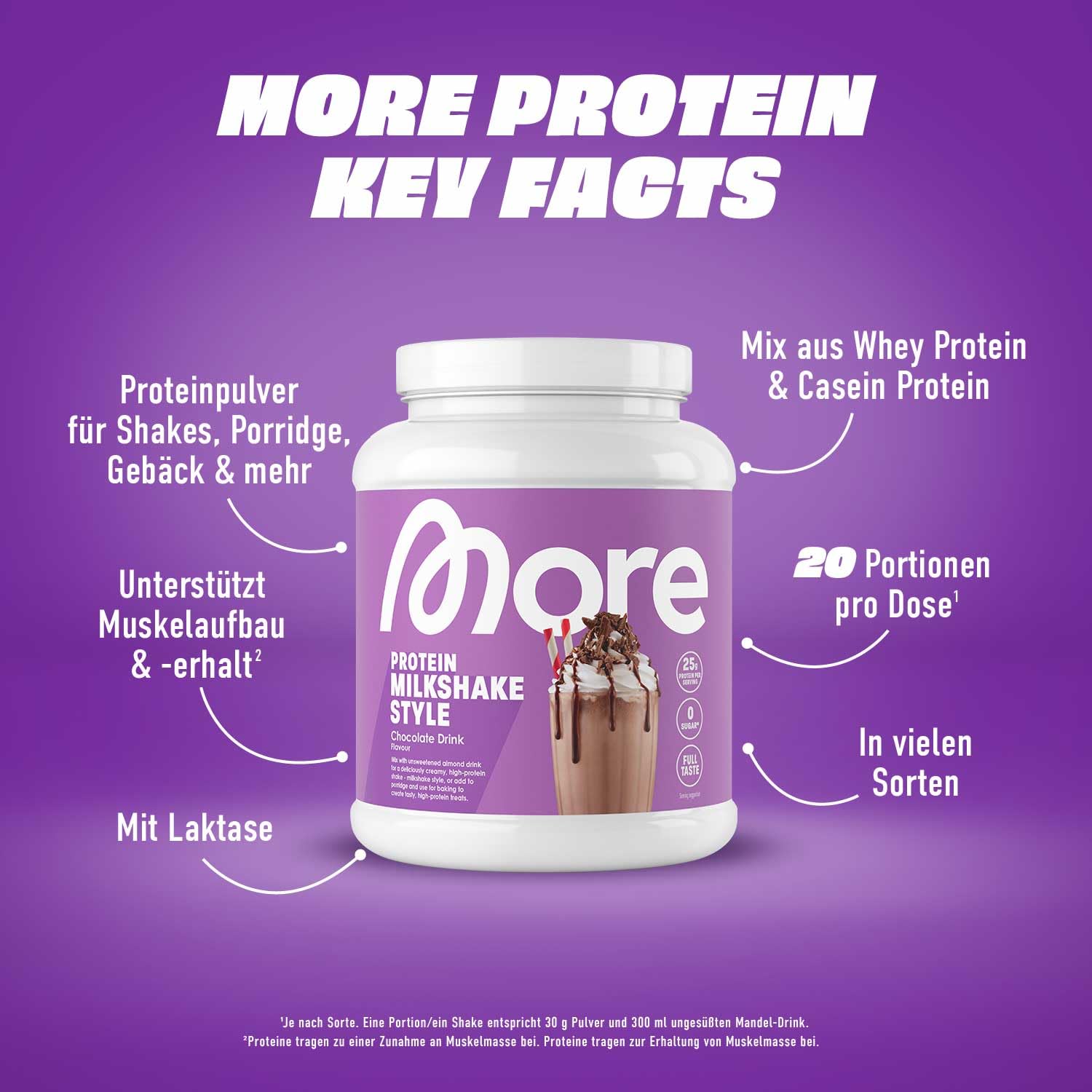 MORE Protein, Vanille-Eiscreme, 600 g, Mix aus Whey Konzentrat und Casein ideal zum Muskelaufbau und -erhalt, mit Laktase - made in Germany - 3