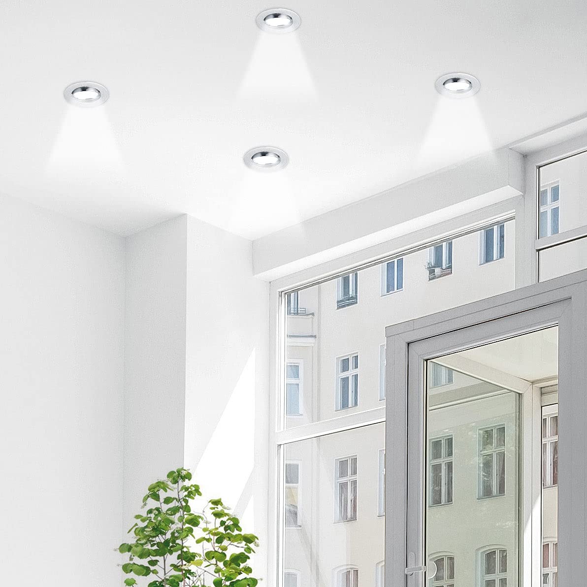 Luminea ZigBee Lampe GU10: 3er-Set Alu-Einbaustrahler-Rahmen mit ZigBee-LED-Spots, 345 lm, 4,8 W (Wandspot GU10, LED)