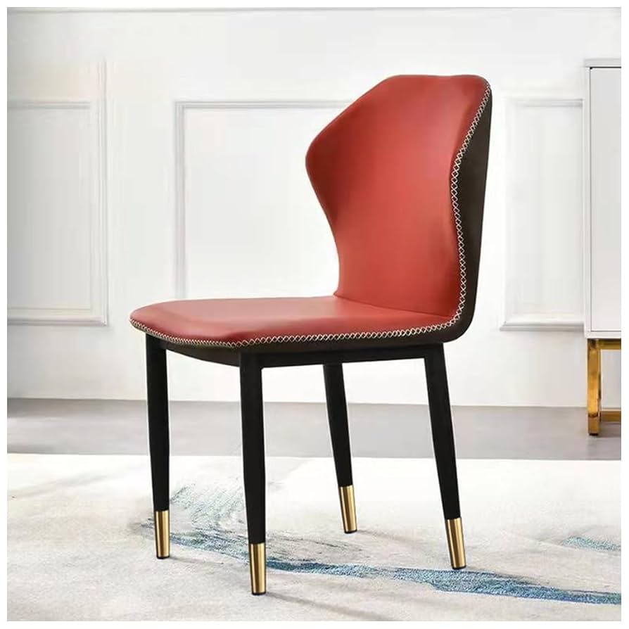 レザー座面 ダイニングチェア レッド 椅子 赤 木製 Amazon｜デスクチェア高級レザーダイニングチェア家庭用モダン