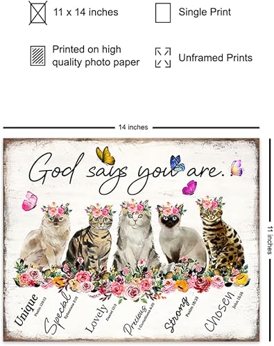 Miniatura 2 de Christian Inspirational Wall Art 11x14 - Bible Verse Psalm Scripture Wall Decor for Women - Christian Gifts - Love, Faith, God Says - positive