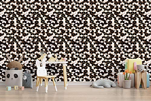 Image of DWELLSINDIA Marble Geometric Pattern Self Adhesive Wallpaper Waterproof, Scratch Resistant, Laminated 41cmx244cm