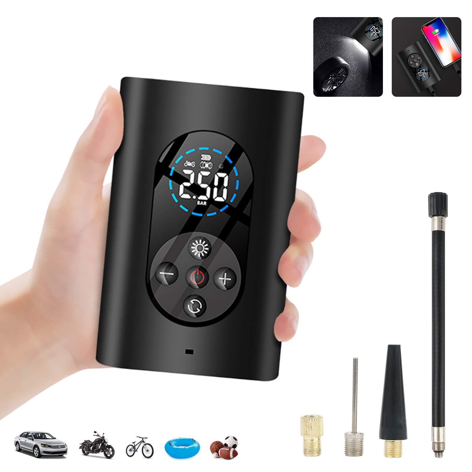 Compresseur à Air Portatif Sans Fil 4000mAh - Gonfleur Pneus Voiture 150 PSI Écran LCD - Idéal Voitures, Vélos, Motos