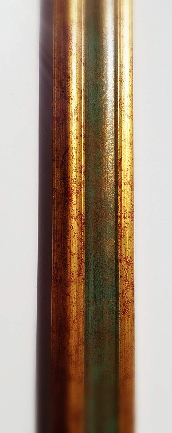 Artecentro Marco dorado para cuadros - Oro/Color con o sin paspartú de madera, varios tamaños (oro/verde, 40 x 60)
